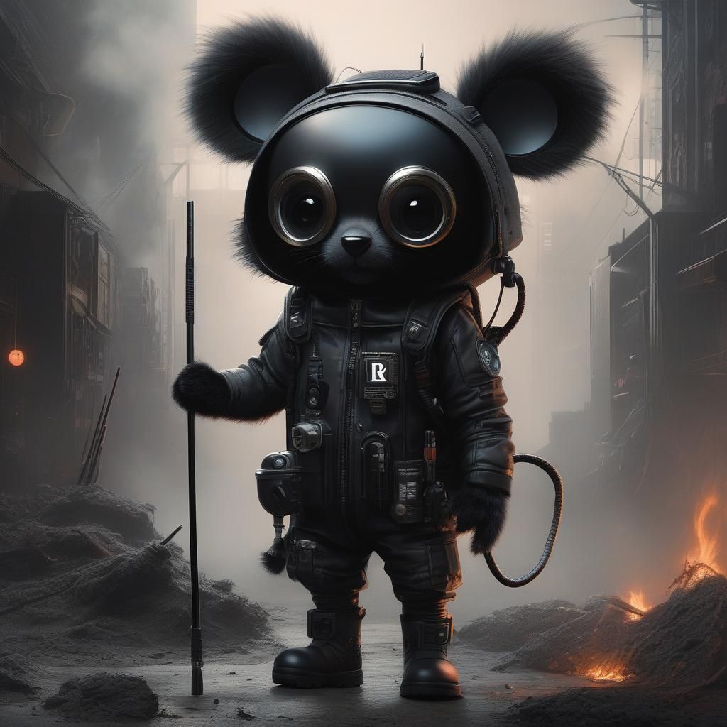 Furry Creature in Sooty Cyberpunk Hues