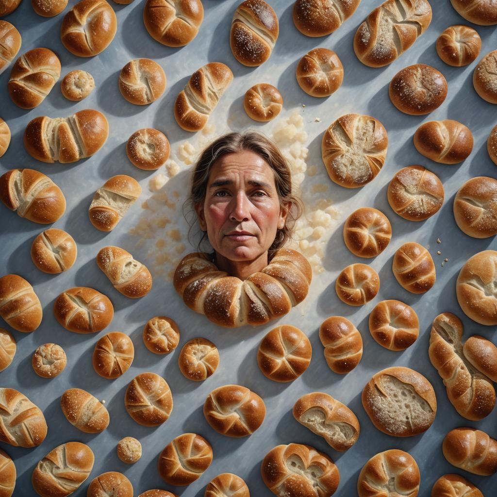 Bread in Divine Sunshine: A Detailed Gouache Painting