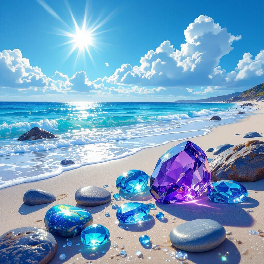 Amethyst Beach Scene with Labradorite Accents