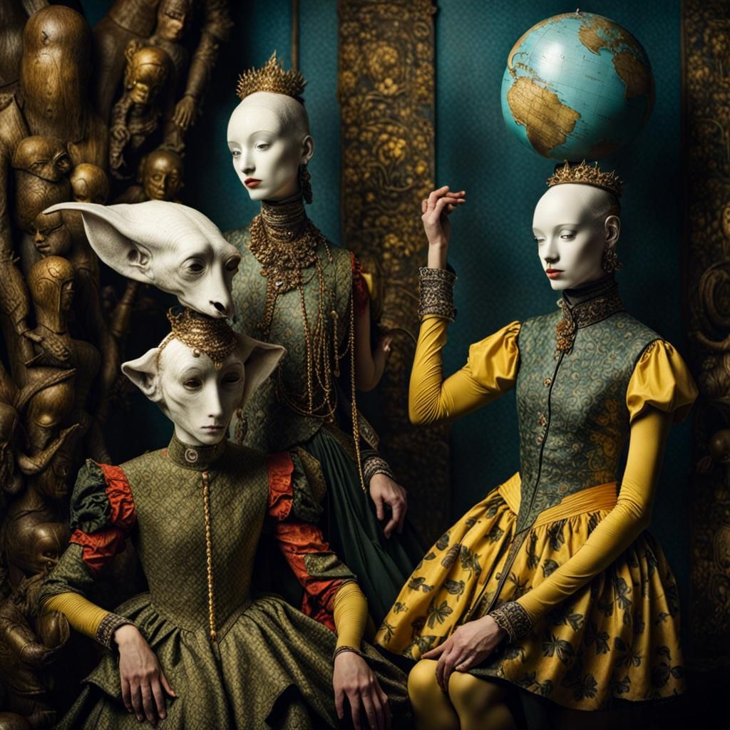 Surreal Restaurant Scene with Beautiful Aliens Photograph