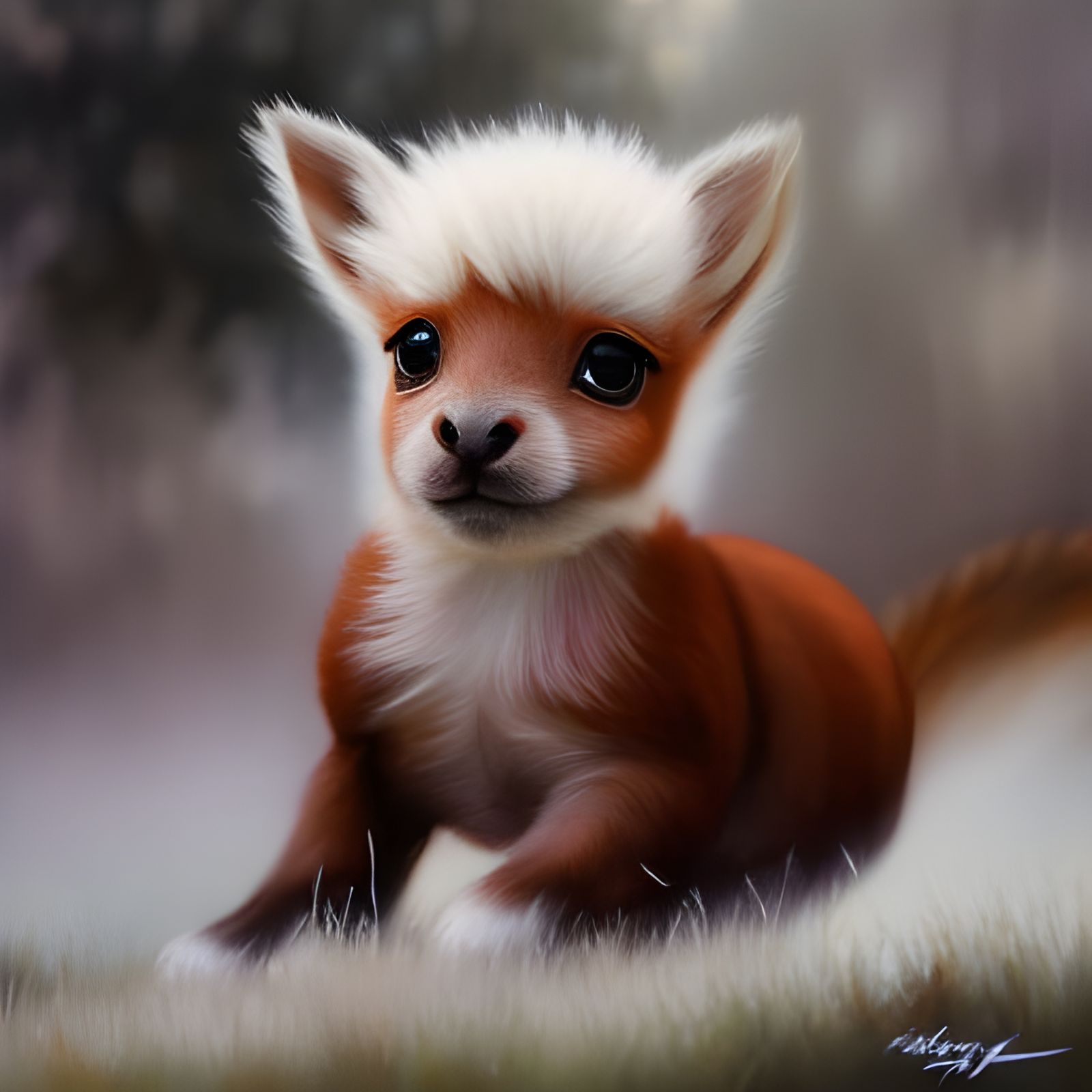 Roan Baby Horse in Field: Graffiti Art Style