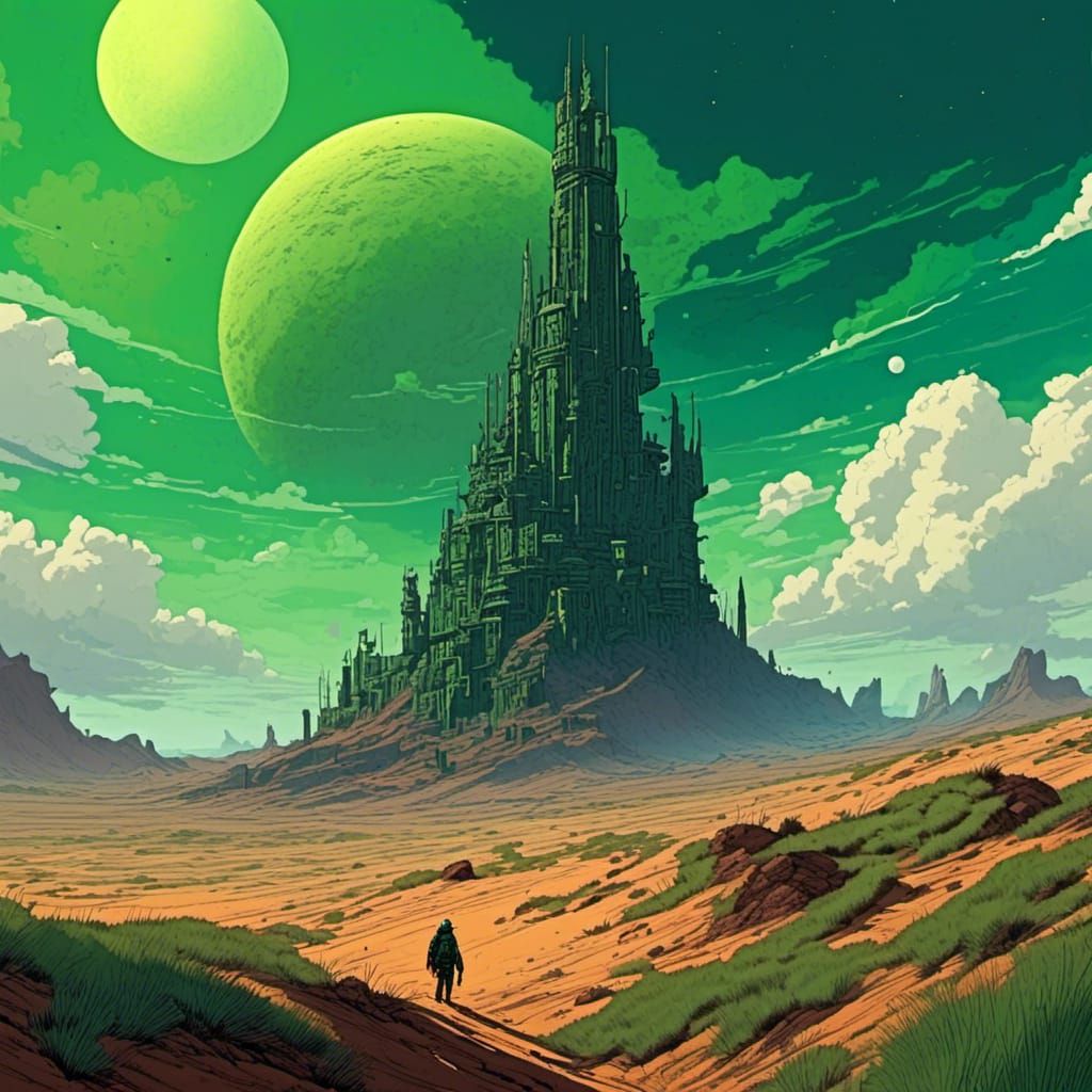 Tower City on Moon Dunes: Fantasy Concept Art