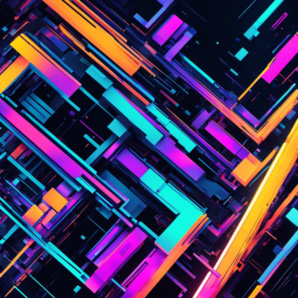 Futuristic Neon Glitch Art Close-Up