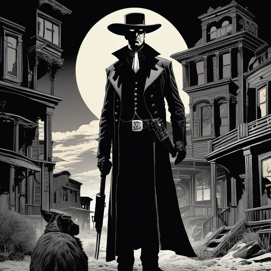 Wild West Undertaker Portrait in Comic Noir Style