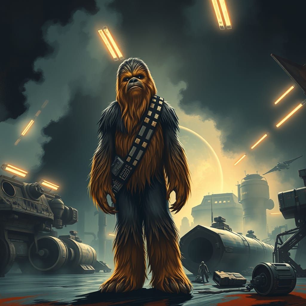 Gritty Wookiee in a Galactic Hangar