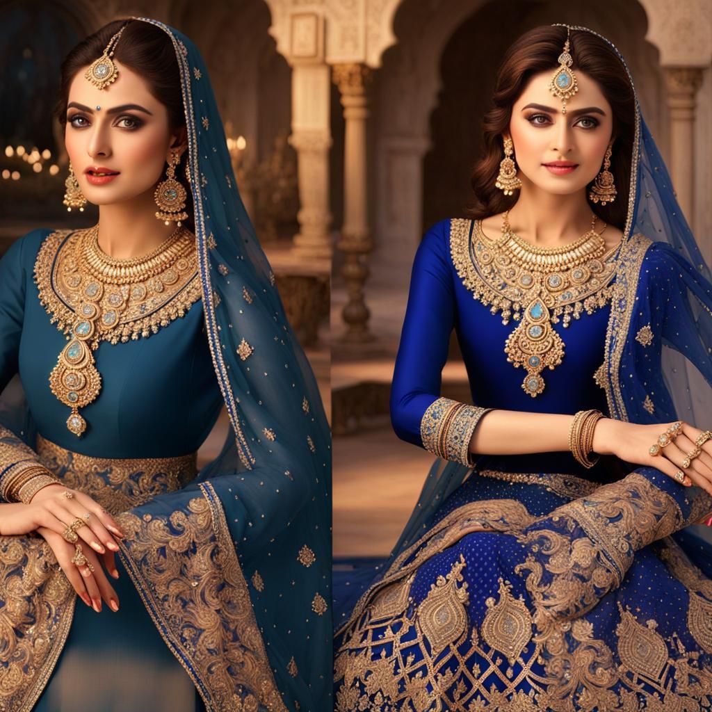 Beautiful Pakistani Woman with Diamond Necklace