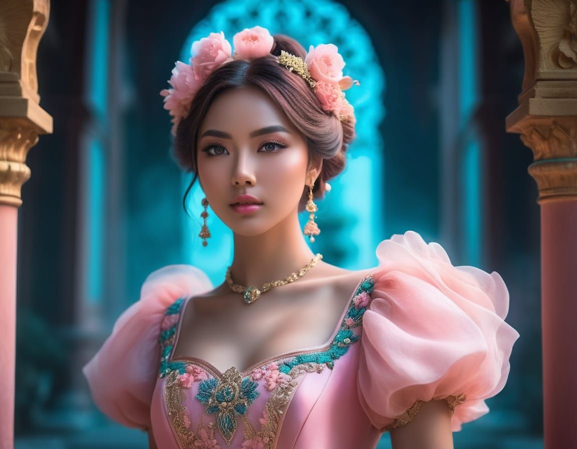 Anime Girl Portrait in Grand Palace