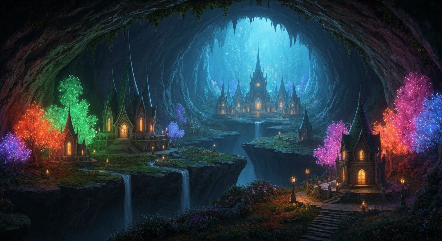 Massive Underground City in Crystal Gothic Elven Dwellings