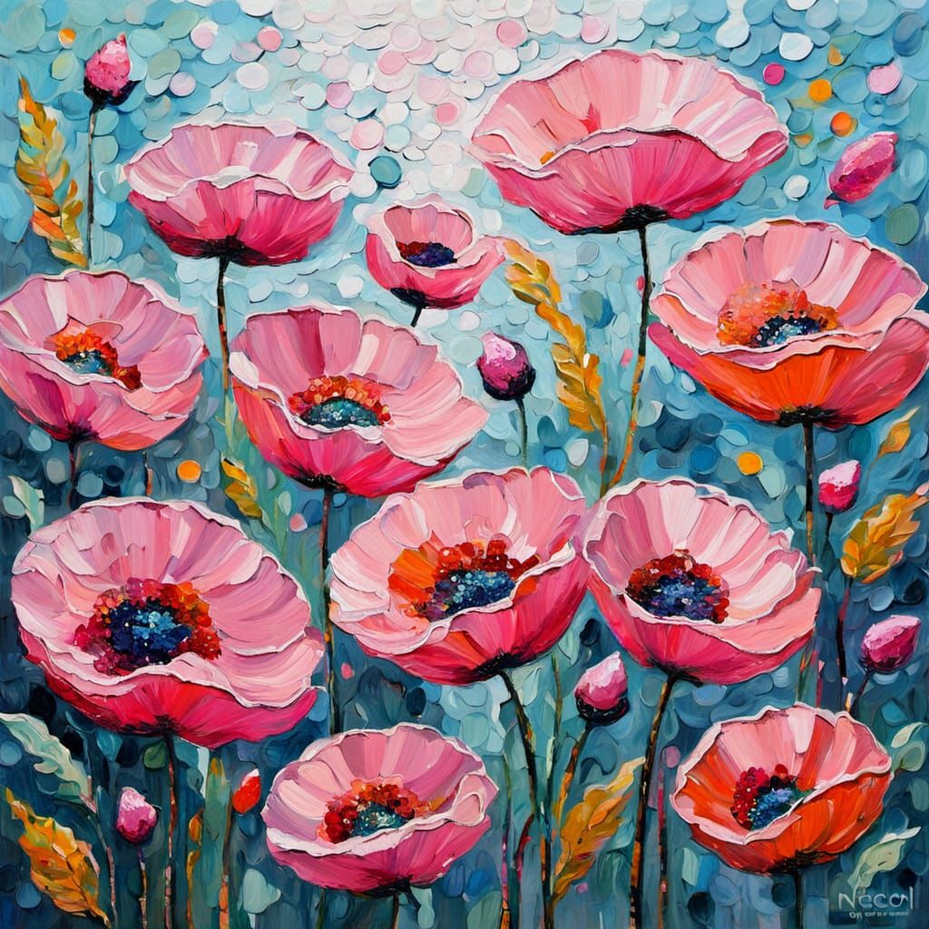 Vibrant Floral Explosion in Neo-Impressionist Style