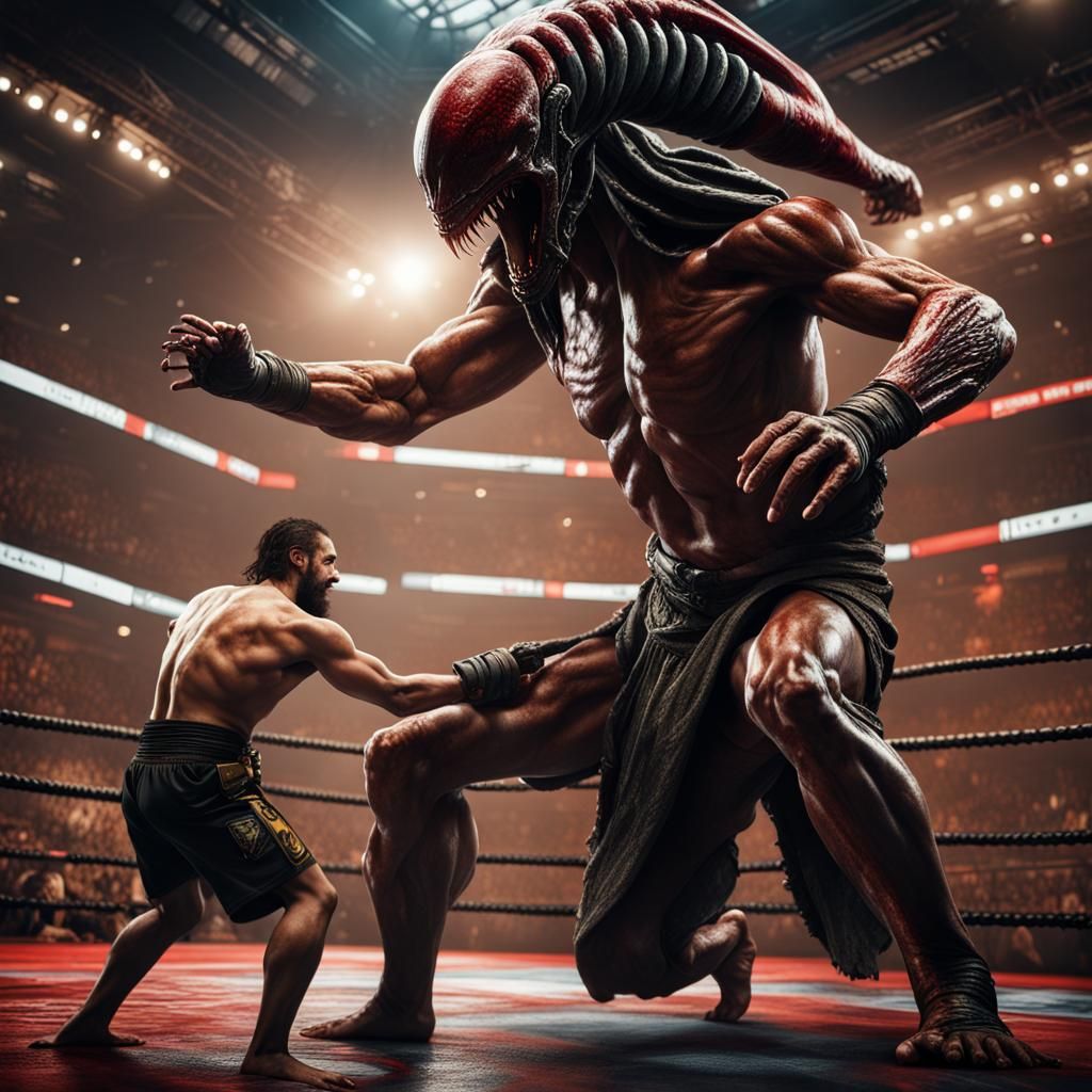 Jesus Christ vs Xenomorph Alien in MMA Ring