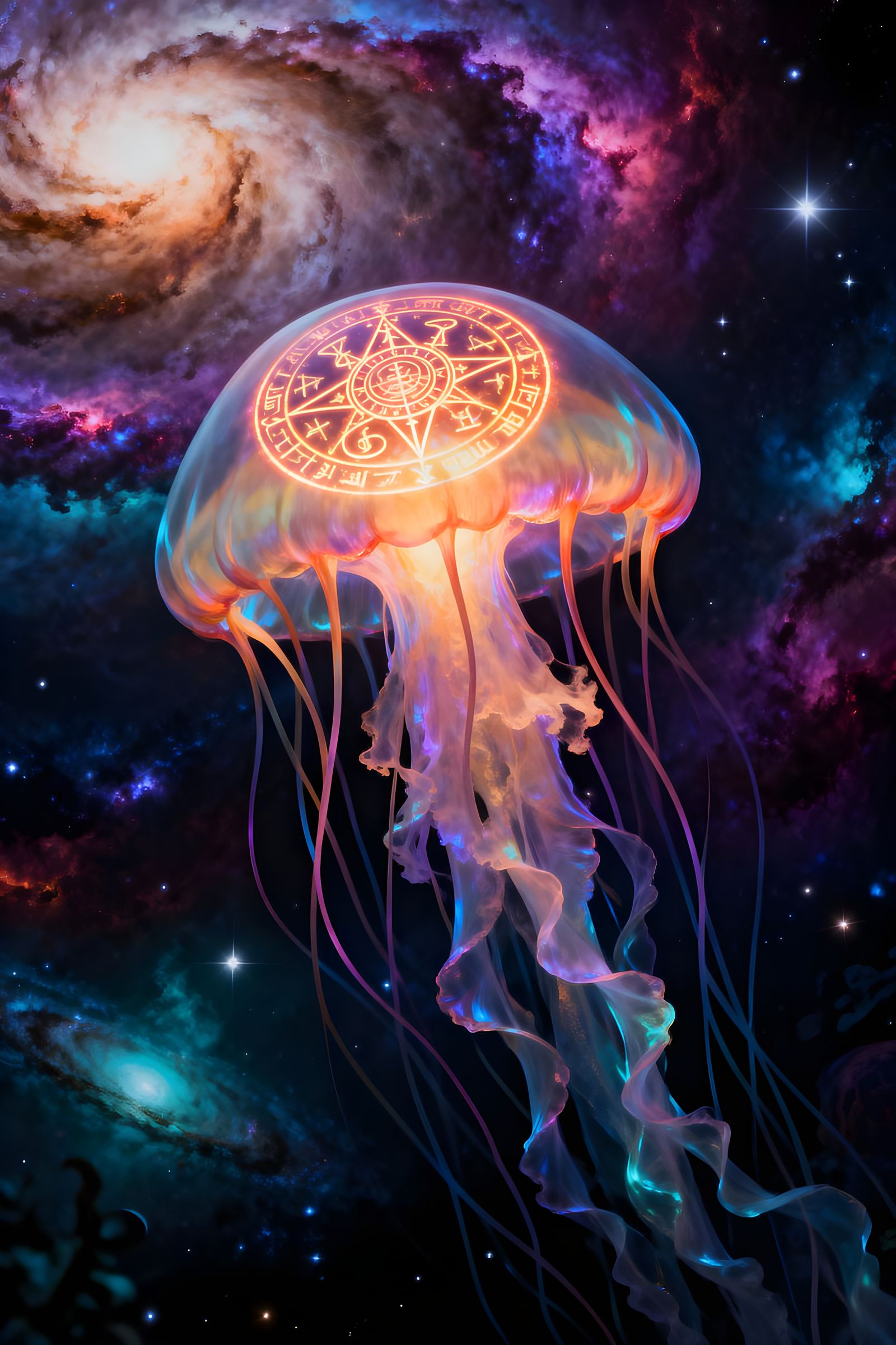 Cosmic Jellyfish in Psychedelic Void