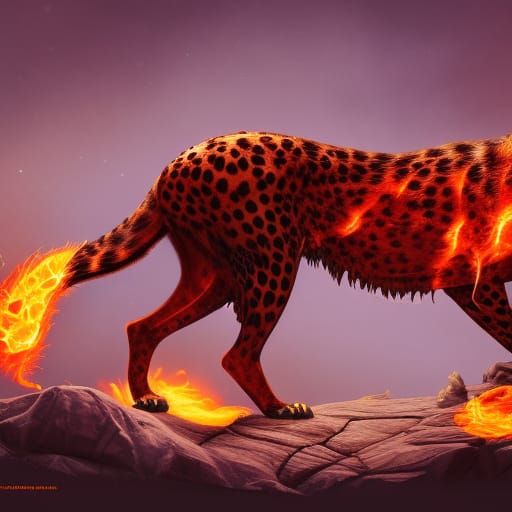 Fiery Cheetah Digital Art in Unreal Engine 5