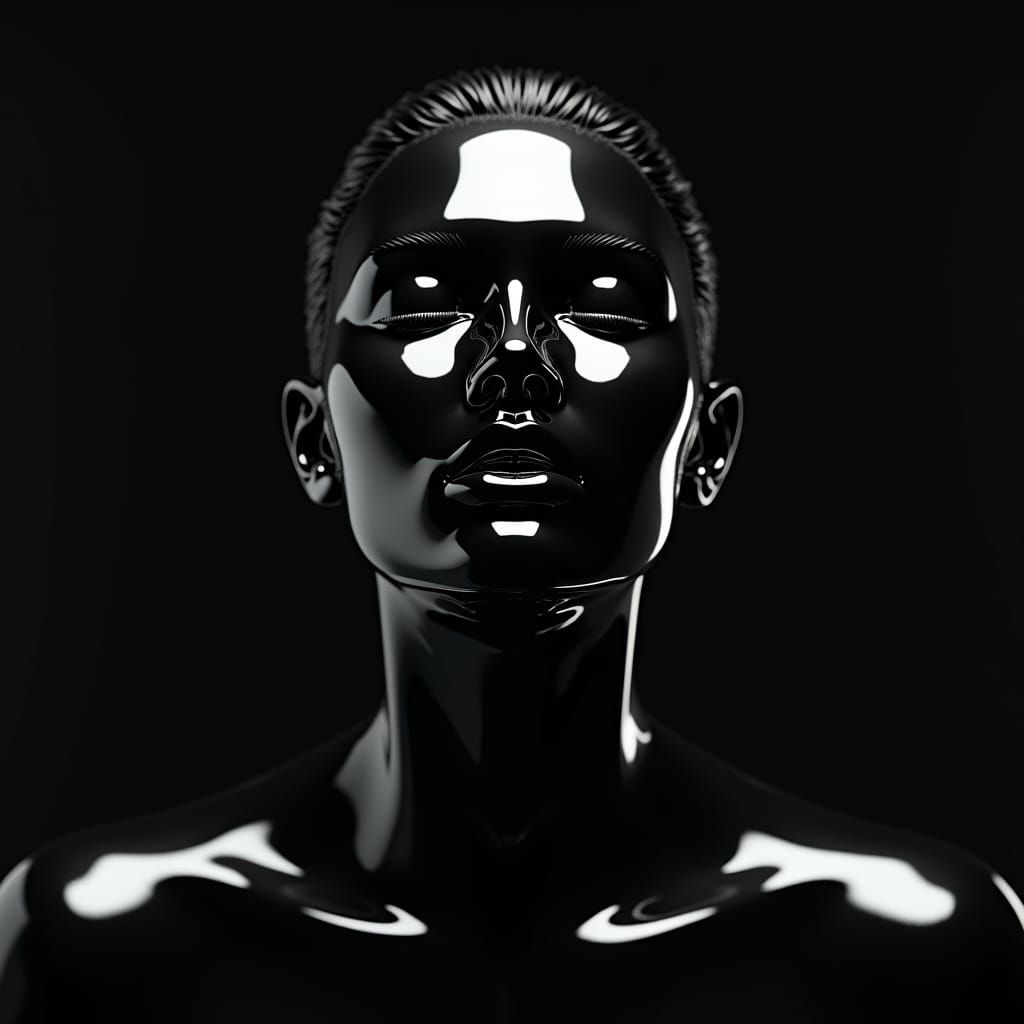 Embossed Chrome Portrait with Soft Dramatic Lighting
