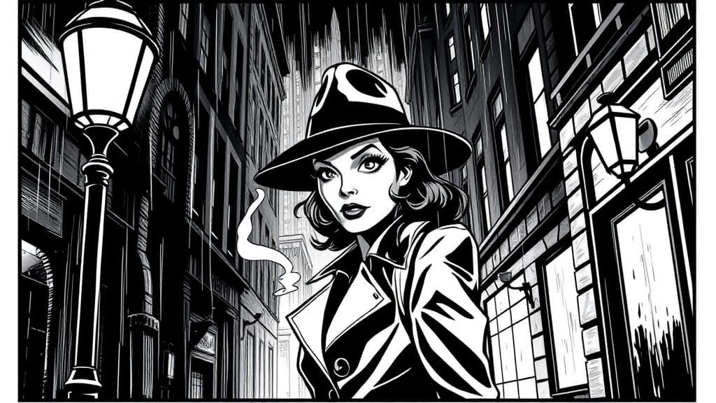 Retro-Noir Detective Comic Scene