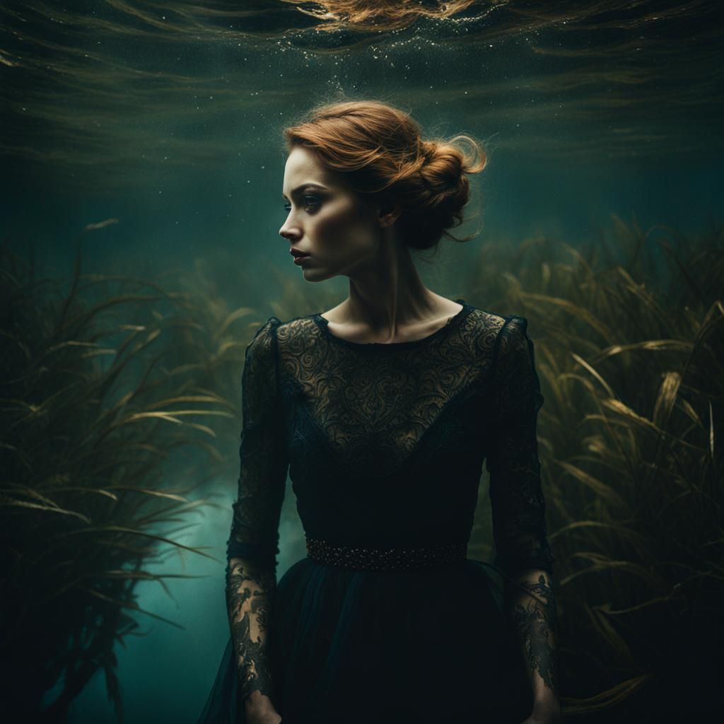 Vintage Underwater Double Exposure Fantasy Art