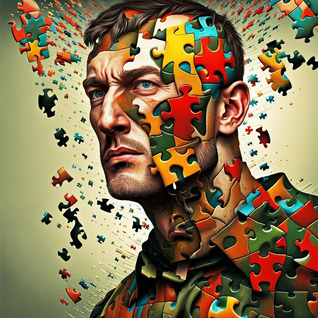 Fragmented Male Face: Surreal Digital Collage