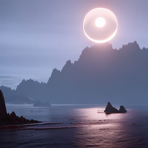 Fantastical Lunar Eclipse in Detailed Matte Painting