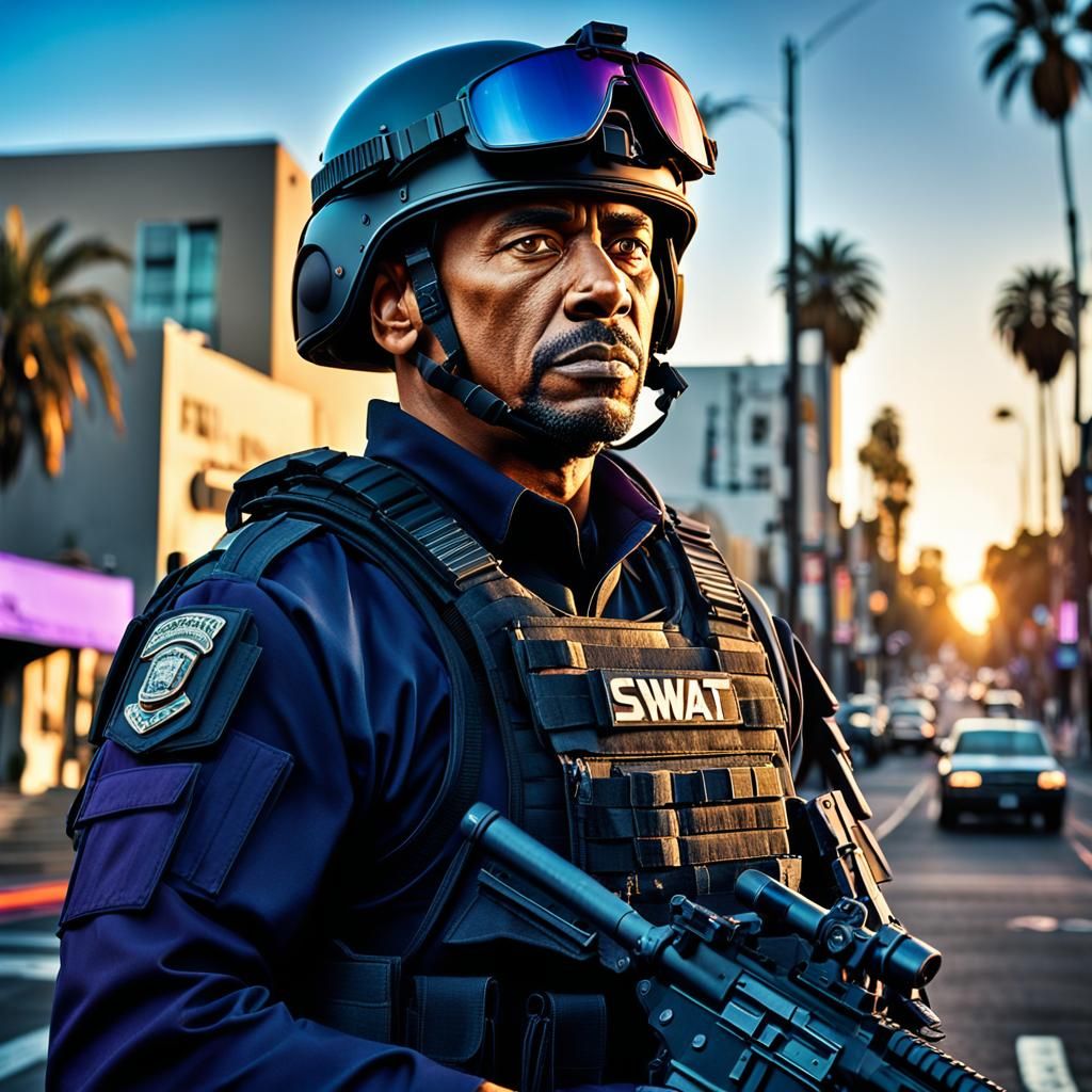 SWAT Commander on Sunset Blvd in Hollywood