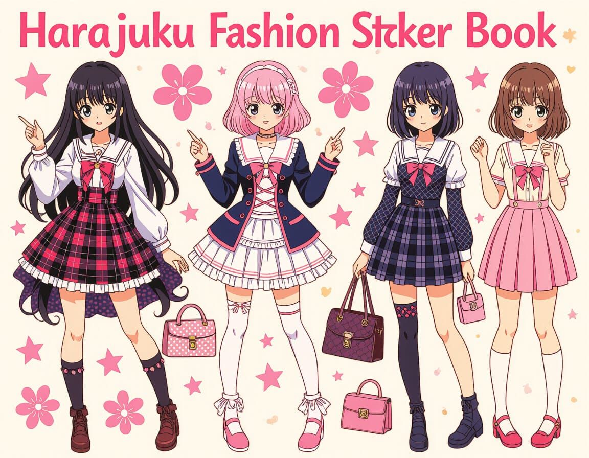 Harajuku Fashion Sticker Book in Manga Style