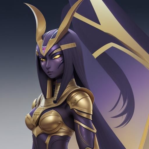 Futuristic Anubis Armor: Anime Style Egyptian Woman