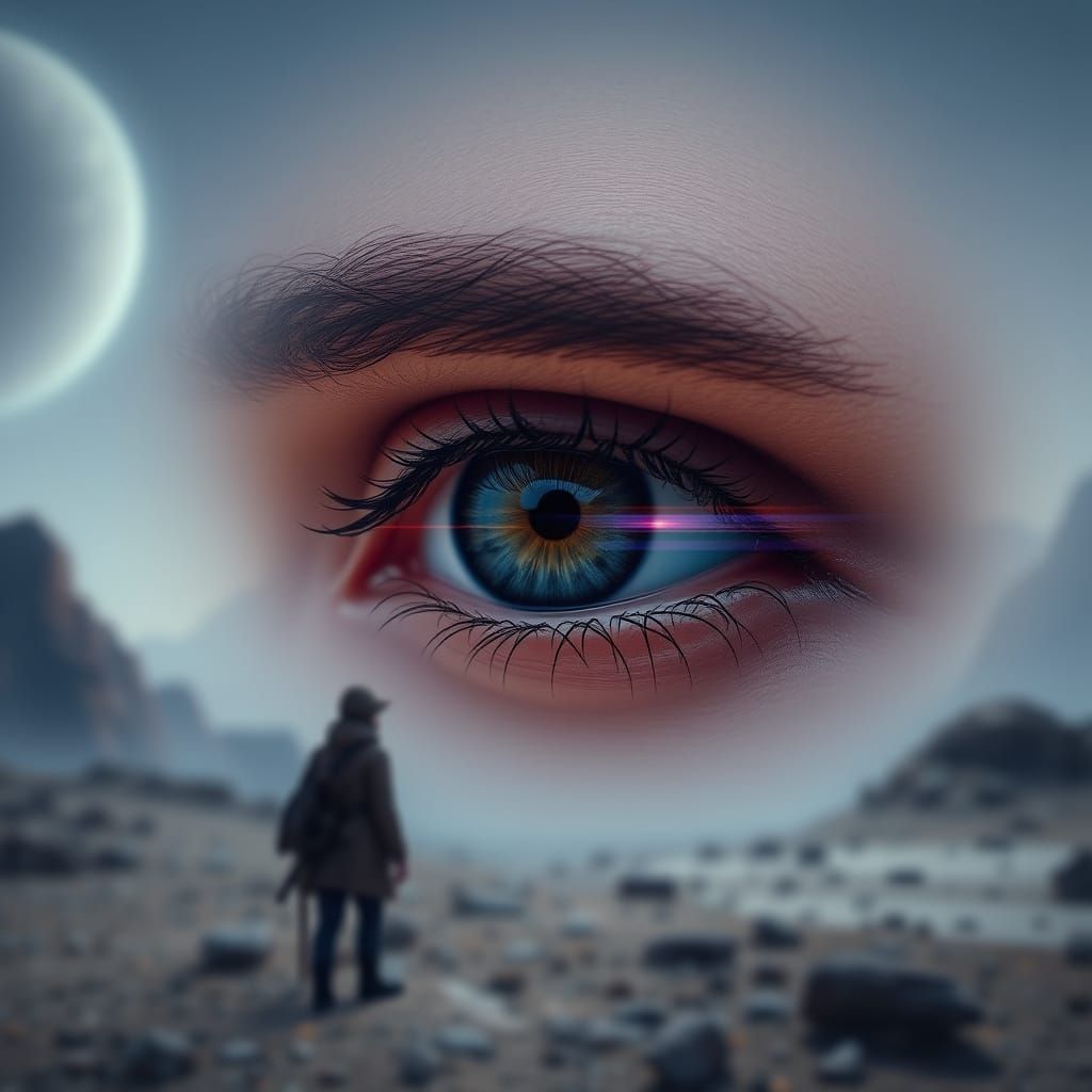 Intense Gaze of a Lone Wanderer on Distant Planet