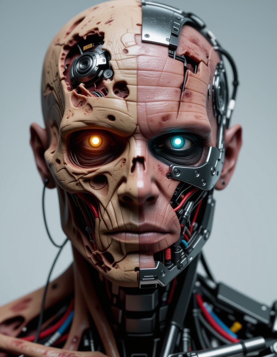 Undead Cybernetic Experiment Portrait in Photorealistic Styl...
