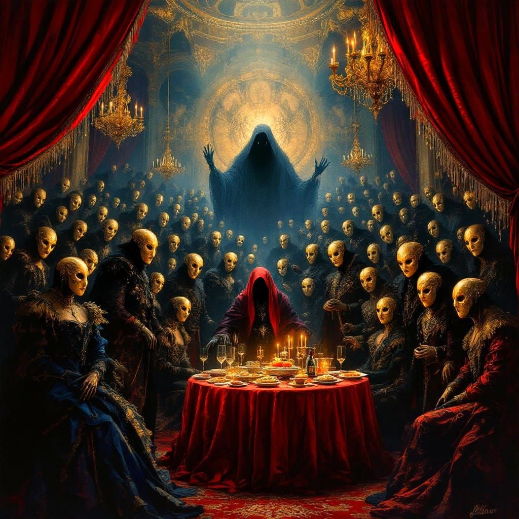 A Macabre Masquerade Ball in Baroque Elegance