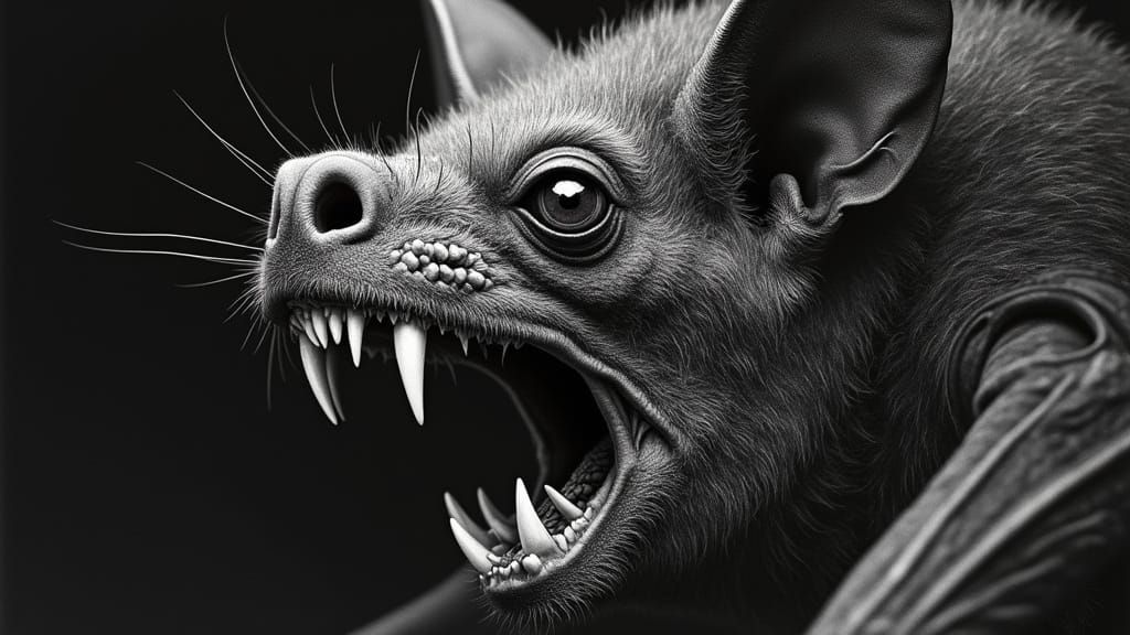 Vampire Bat Fangs Detailed Engraving
