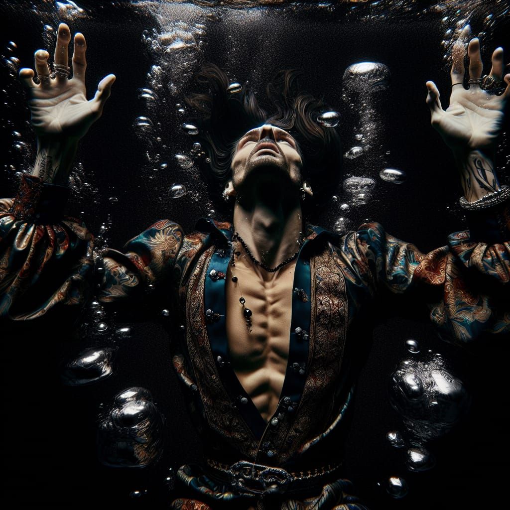 Dramatic Submersion in Dark, Glossy Baroque Style