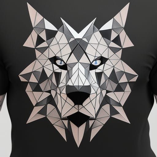 Geometric Wolf Tattoo Design in Blackwork Style