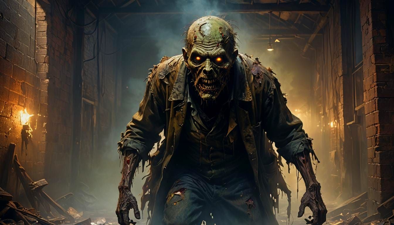 Horrifying Zombie Emerges from Derelict Warehouse