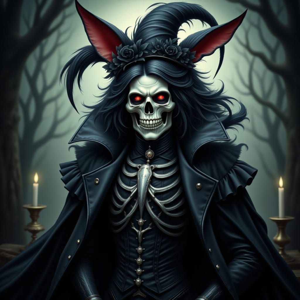 Bouncy Grim Reaper Rabbit in Victorian Gothic Style
