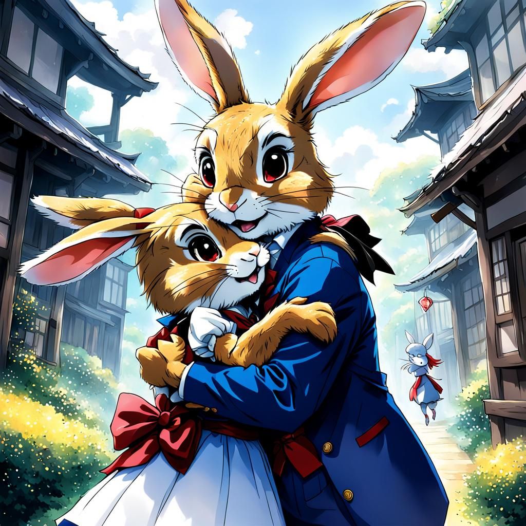 Br'er Rabbit and Girlfriend in Anime Style