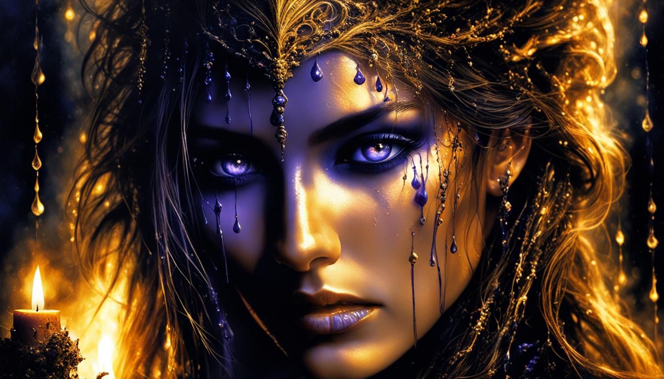 Woman Candle in Dark Fantasy Art Style