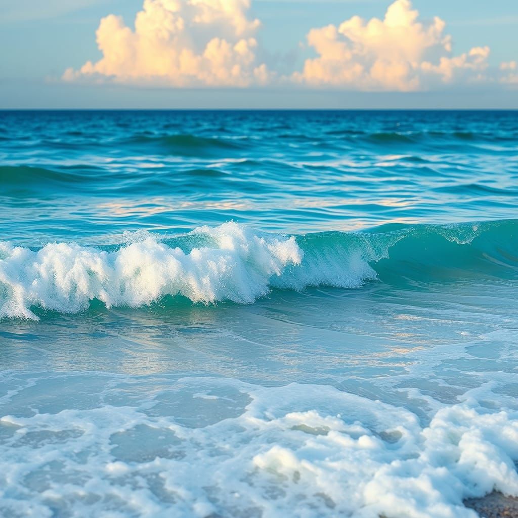 Turquoise Waves at Dawn: An Impressionist Seascape