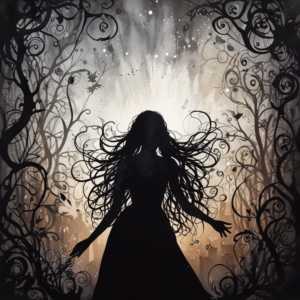 Ethereal Watercolor Ruins with Ghostly Inhabitants