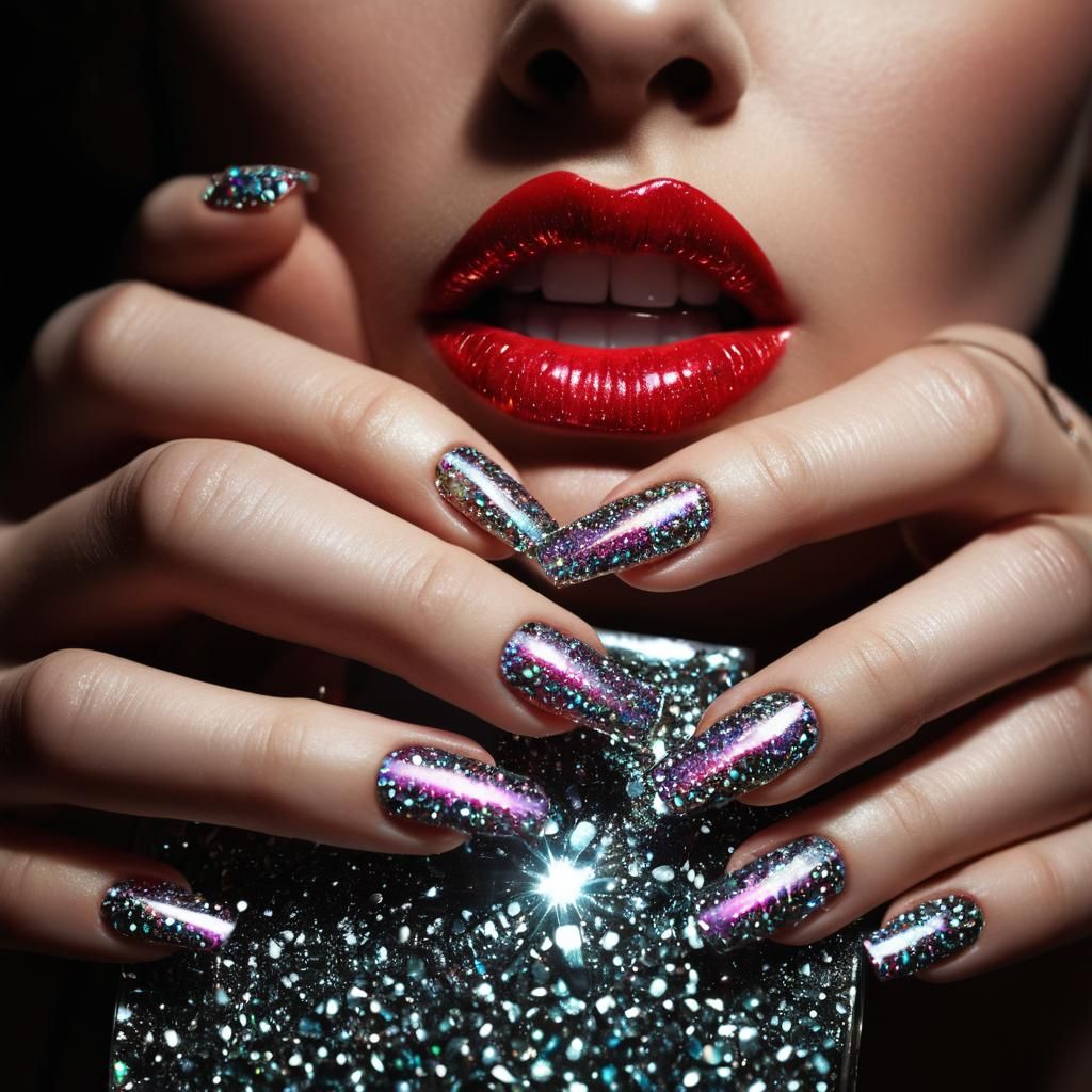 Glamorous Macro Photo of Woman's Hands with Long Nails