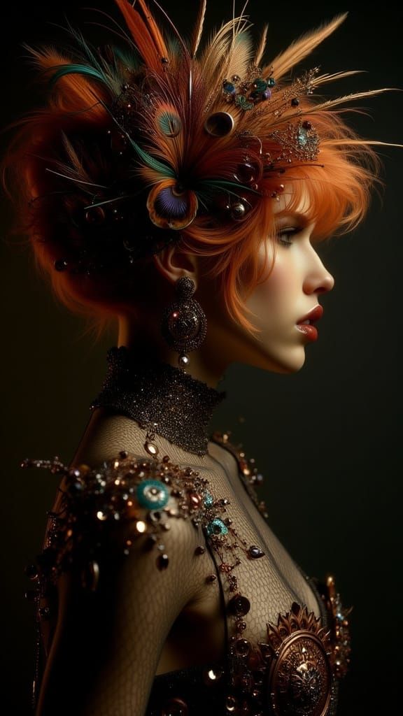 Flapper Portrait in Art Nouveau Punk Style