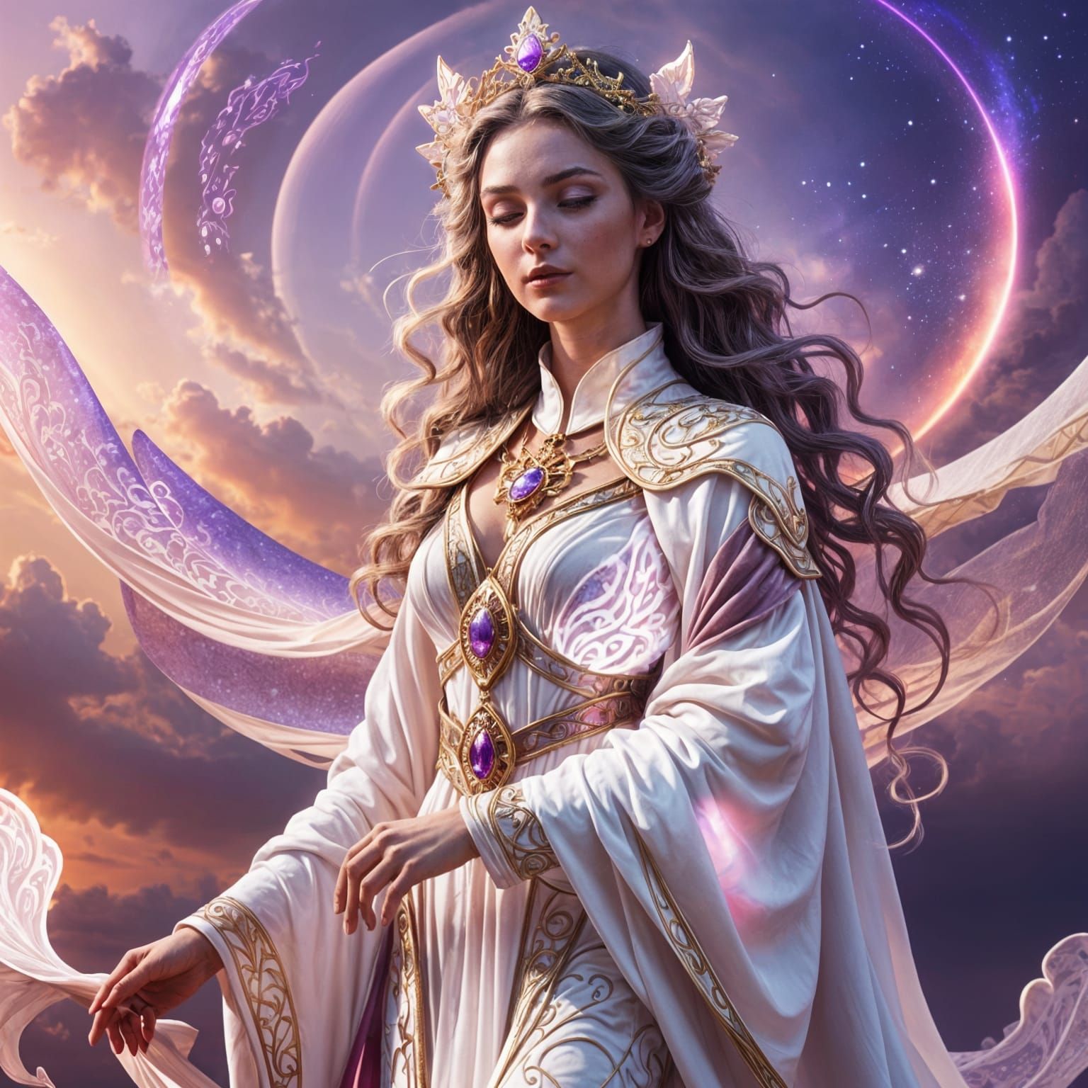 Holy Priestess of Love with Celestial Glow