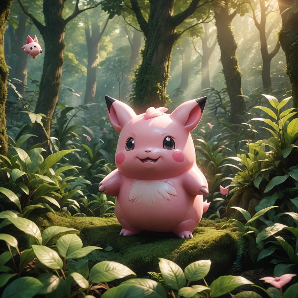 Photorealistic Clefairy in Lush Forest: Cinematic Pokemon Ar...