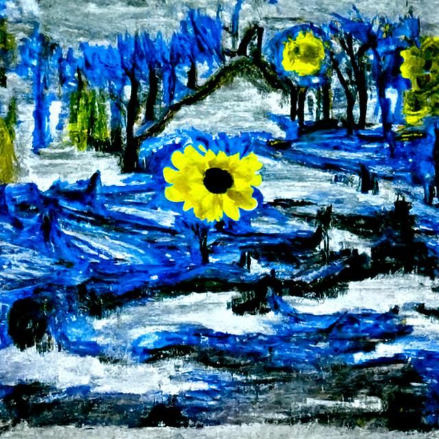 Impressionistic Oil Painting of a Summer Landscape with Dark...