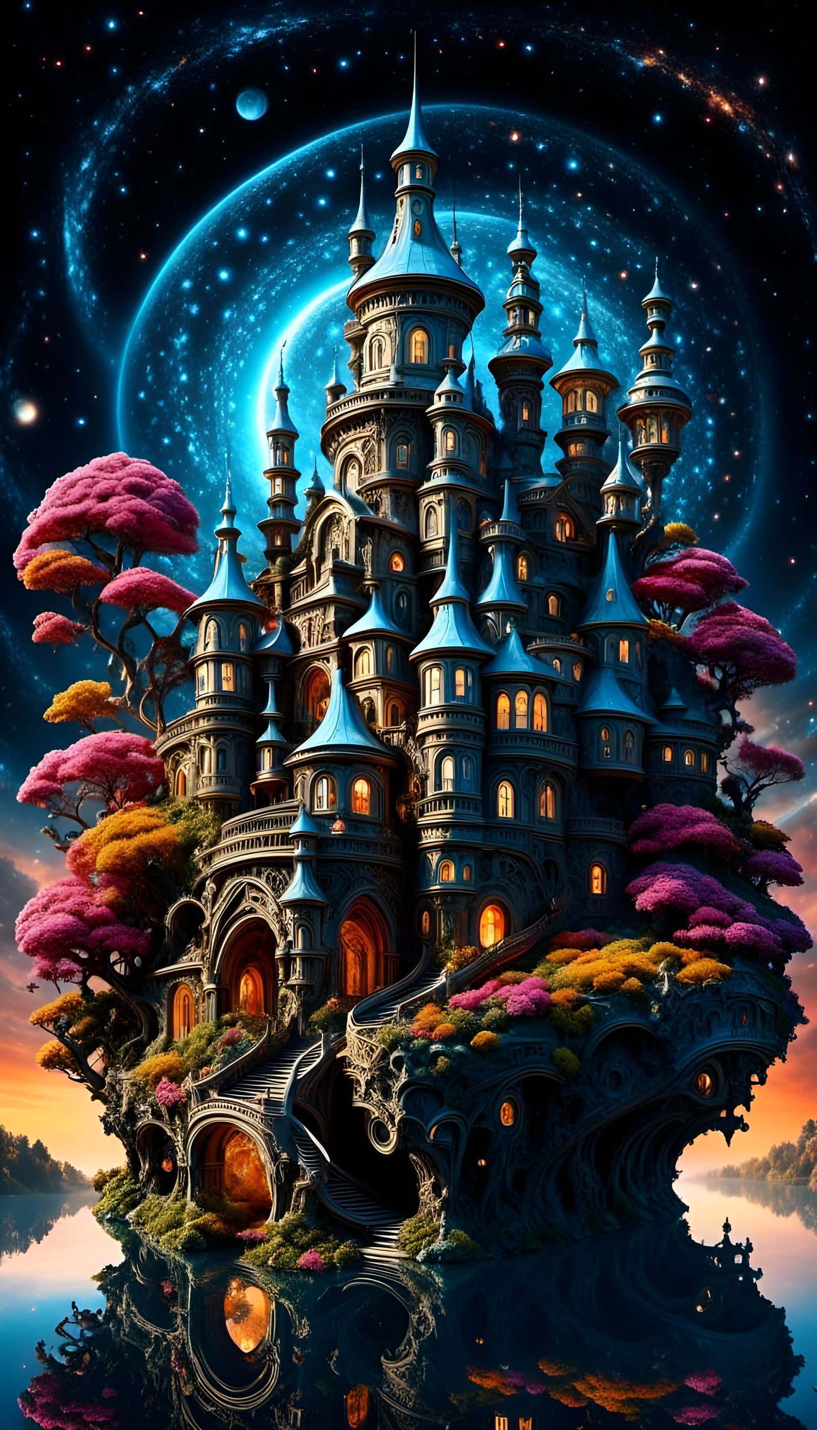 Surreal Sci-Fi Castle: Hyperdetailed Digital Art