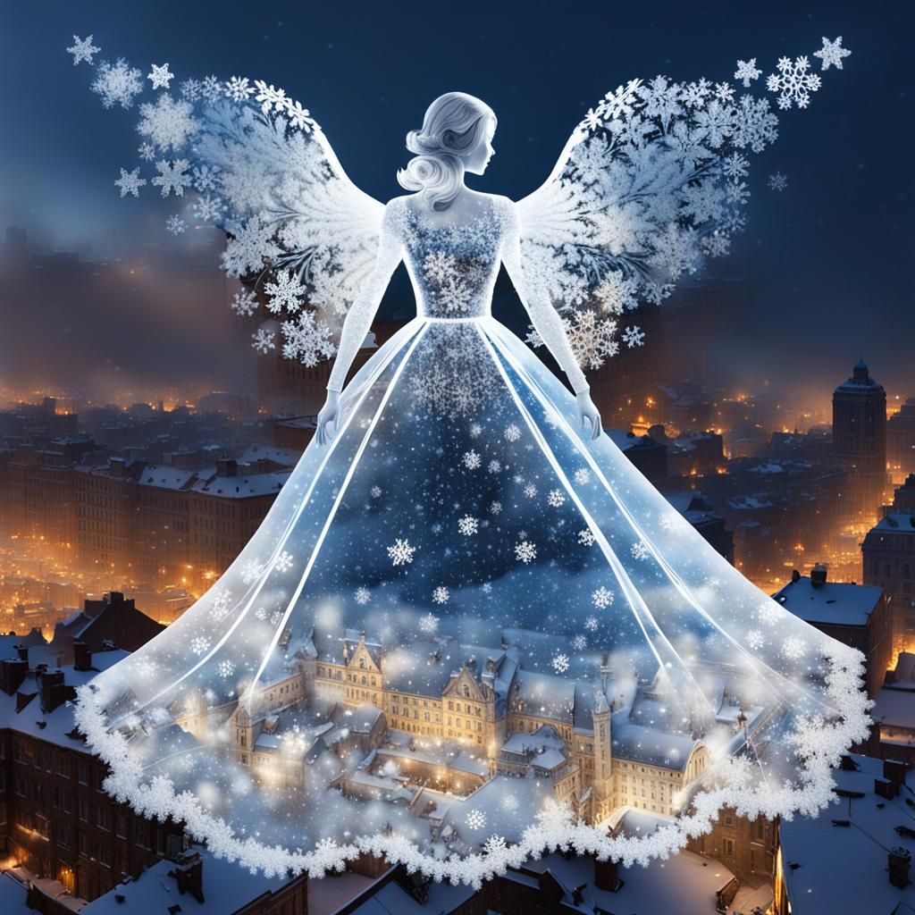 Winter Angel in Ethereal Snowscape
