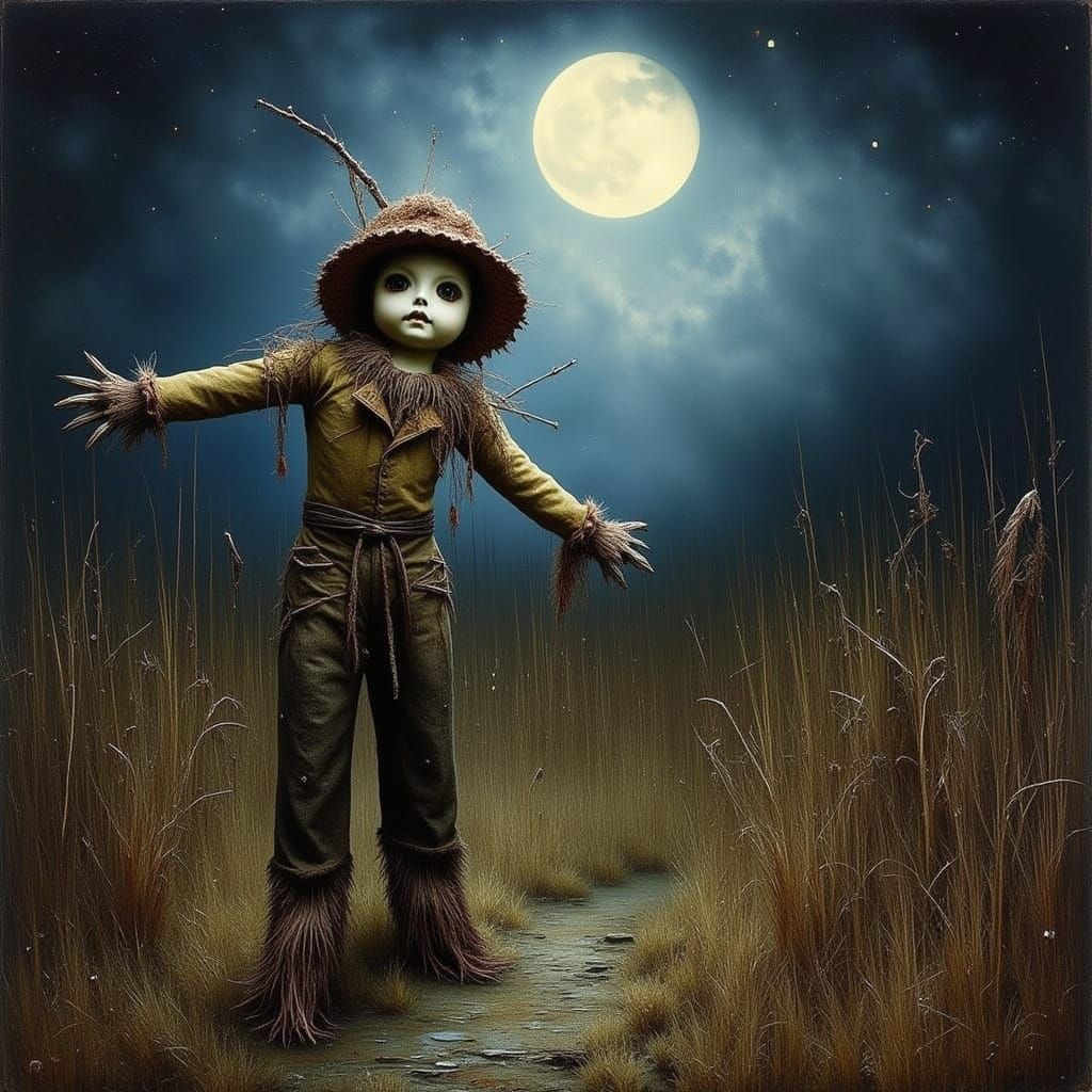 Scarecrow Transforms into Magical Nature Creature in Moonlit...