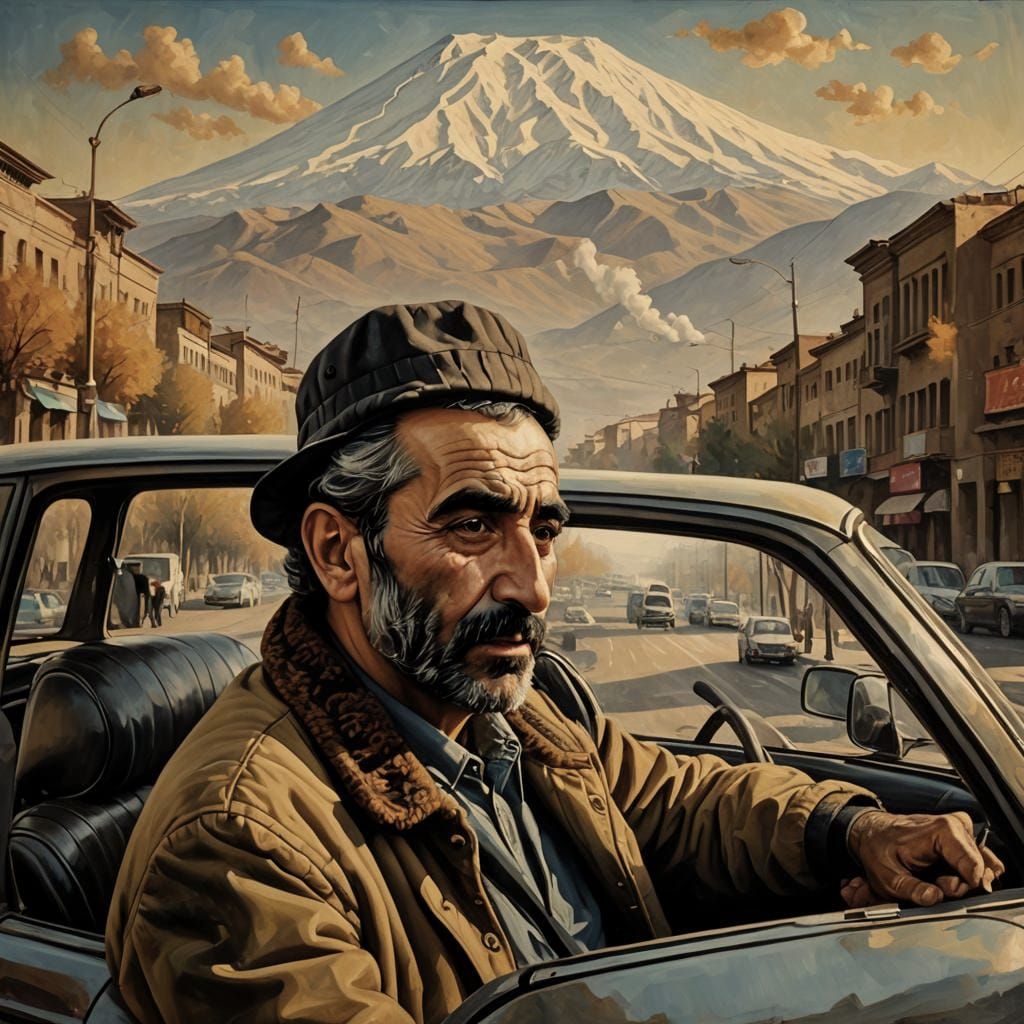 Armenian Taxi Driver in Yerevan: Photorealistic Portrait