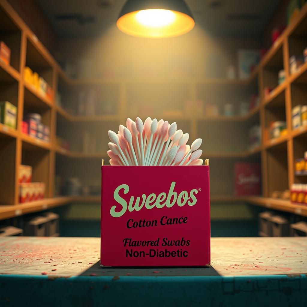 Retro Cotton Candy Swabs in Nostalgic Pharmacy