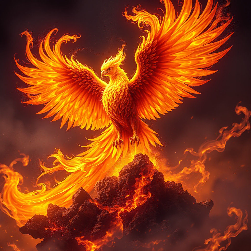Majestic Firebird Rising from Ashes