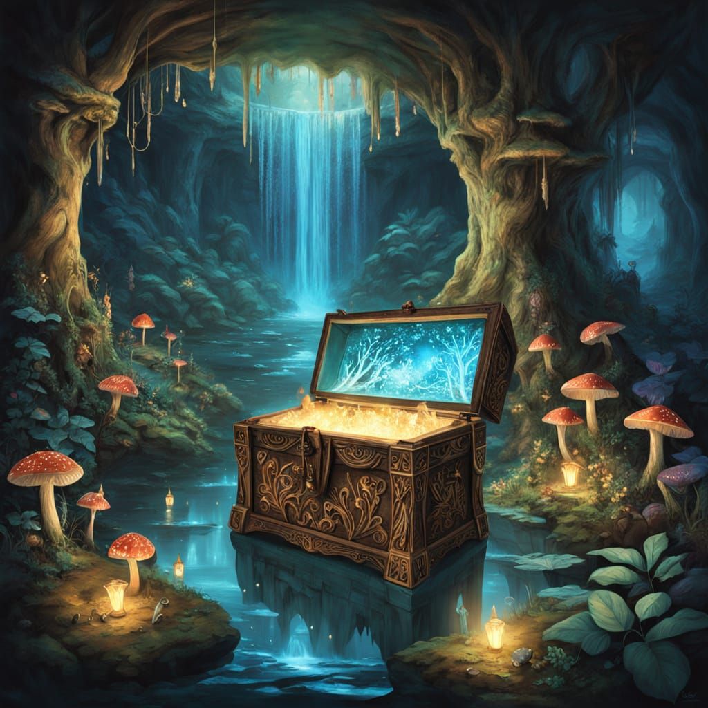 Magical Treasure Chest in Enchanted Grotto