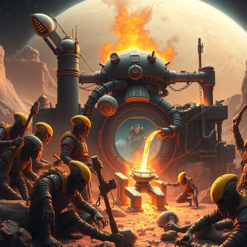 Futuristic Furnace on Alien Planet: A Sci-Fi Scene