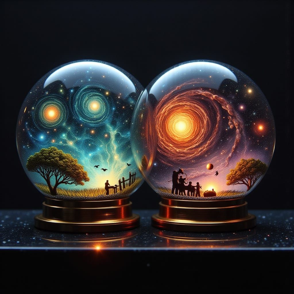 Earth and Universe in Glass Orbs
